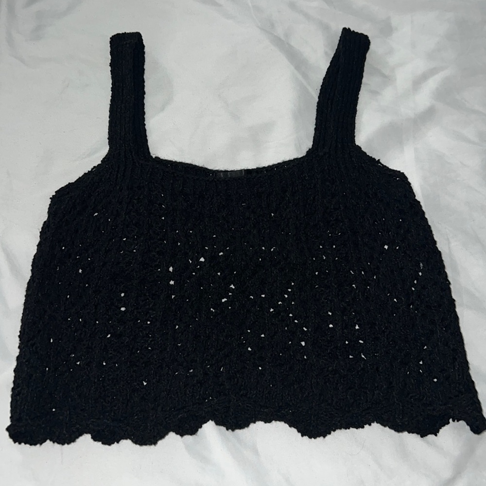 Aqua black knit crop